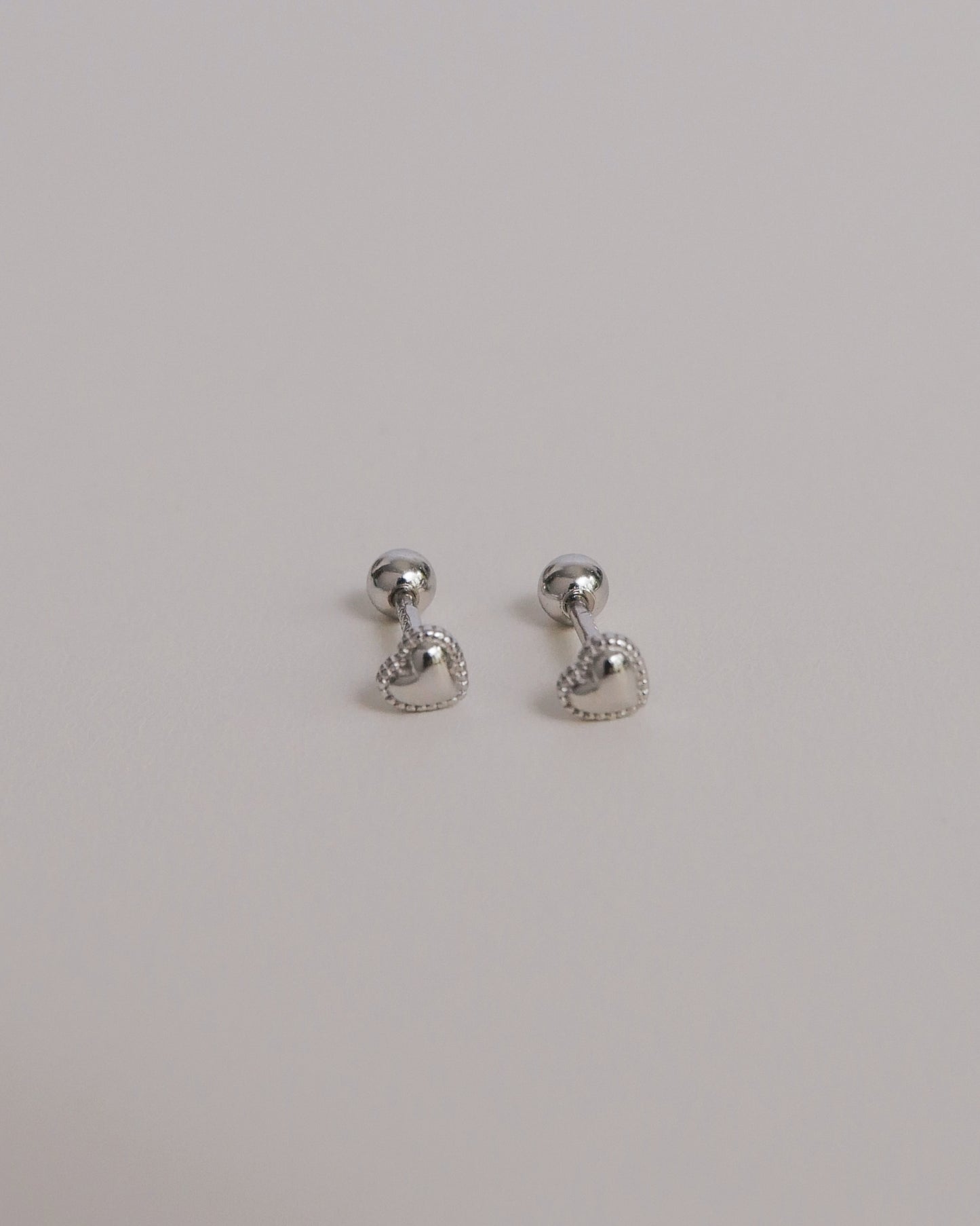 Braided Heart Screw Back Ear Studs (Silver)