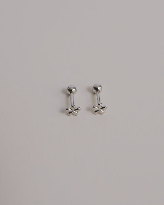 Floral Screw Back Ear Studs (Silver)