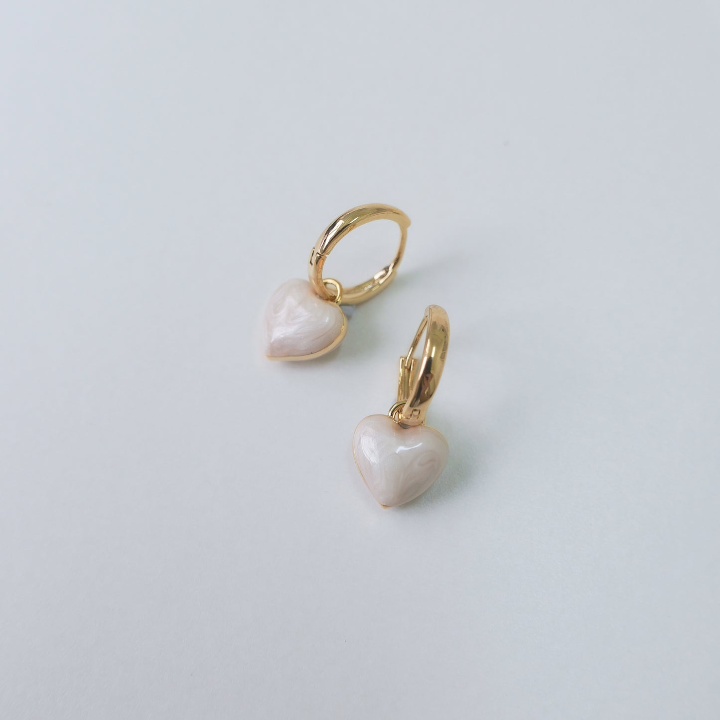 Marble Heart Ear Huggies