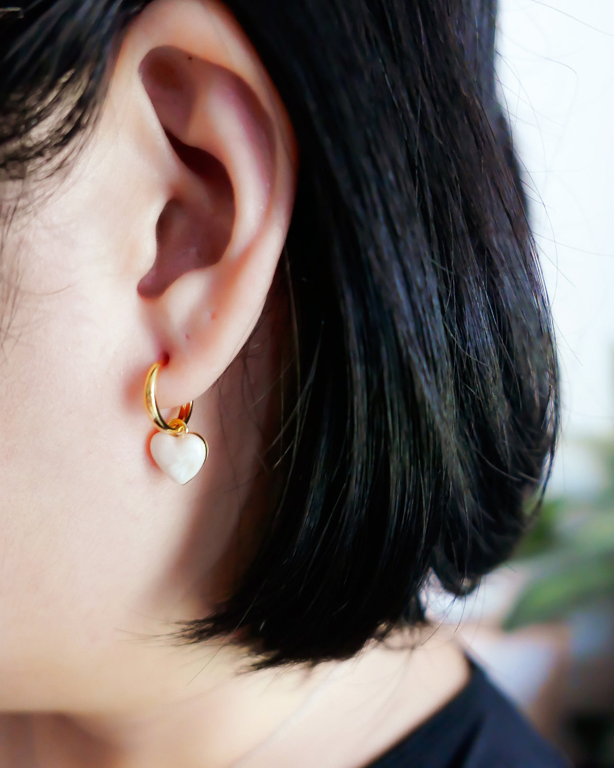 Marble Heart Ear Huggies