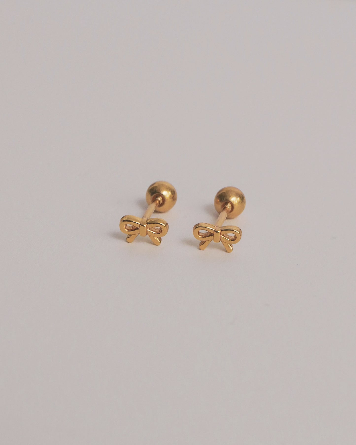 Baby Bow Screw Back Ear Studs (Gold)