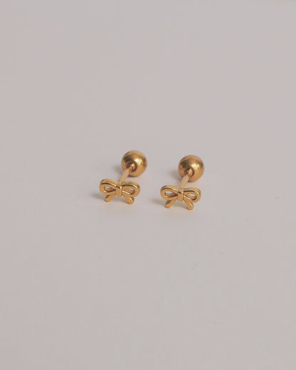 Baby Bow Screw Back Ear Studs (Gold)