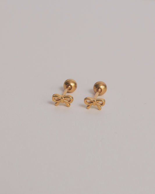 Baby Bow Screw Back Ear Studs (Gold)