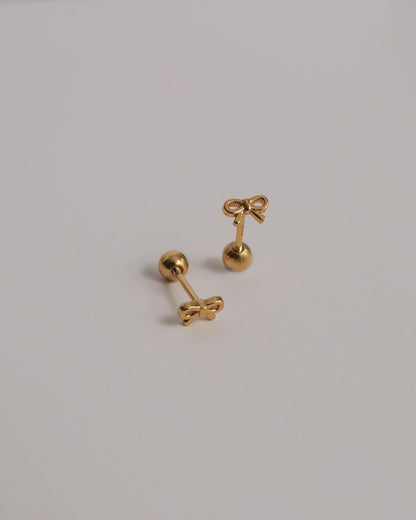 Baby Bow Screw Back Ear Studs (Gold)