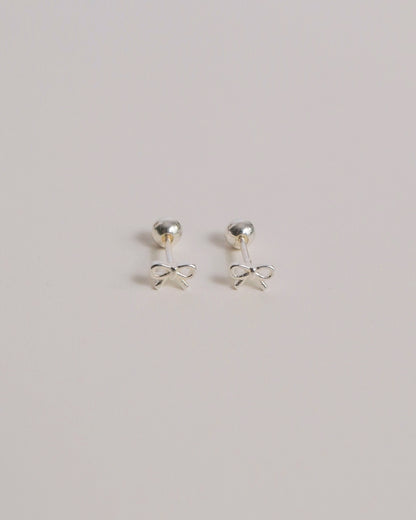 Baby Bow Screw Back Ear Studs (Silver)