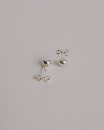 Baby Bow Screw Back Ear Studs (Silver)