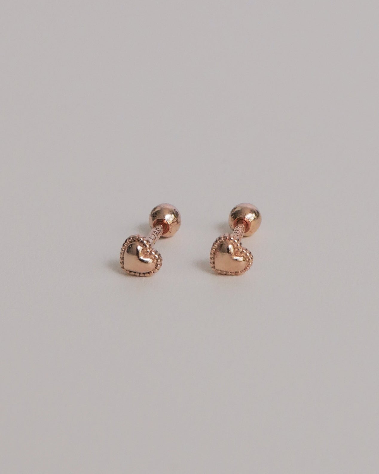 Braided Heart Screw Back Ear Studs (Rose Gold)