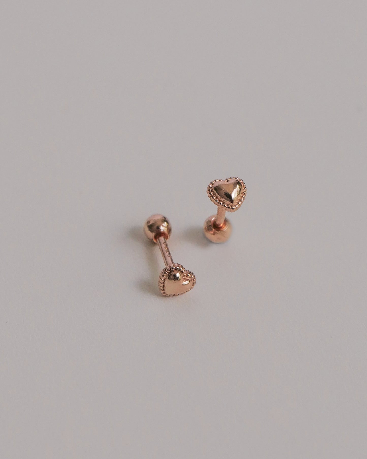 Braided Heart Screw Back Ear Studs (Rose Gold)