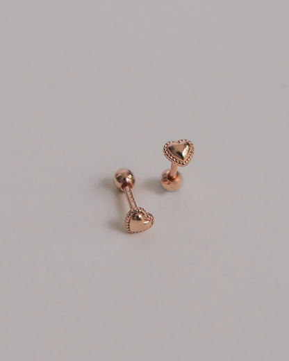 Braided Heart Screw Back Ear Studs (Rose Gold)