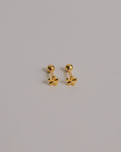 Floral Screw Back Ear Studs (Gold)