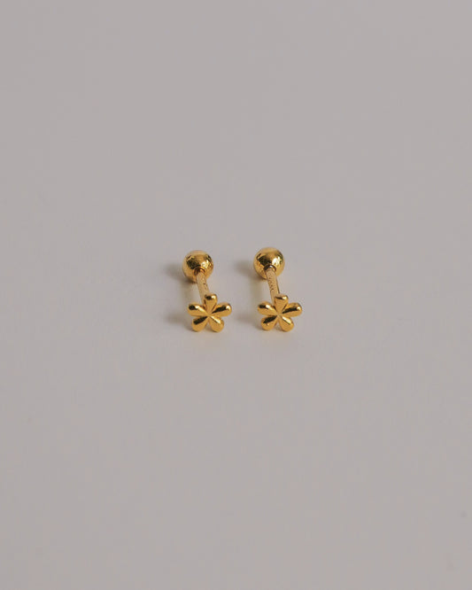 Floral Screw Back Ear Studs (Gold)