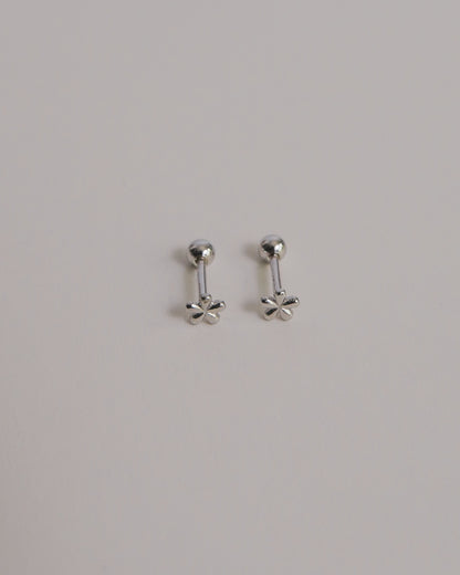Floral Screw Back Ear Studs (Silver)