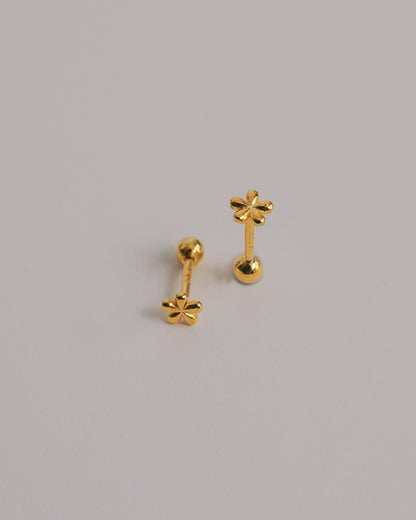 Floral Screw Back Ear Studs (Gold)