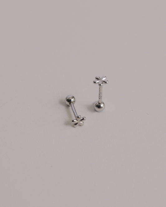 Floral Screw Back Ear Studs (Silver)