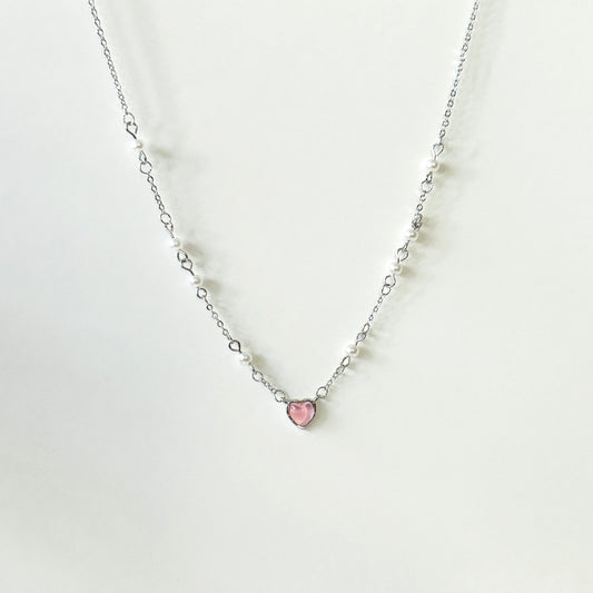 Venus Pink & Pearl Necklace | 925 Silver