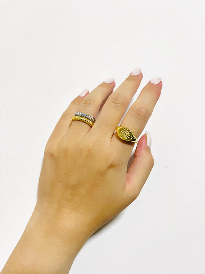 Cheron Grosgrain Adjustable Ring (Silver / Gold)