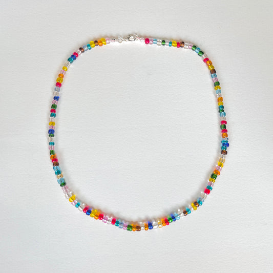 Rainbow Beaded Choker Necklace