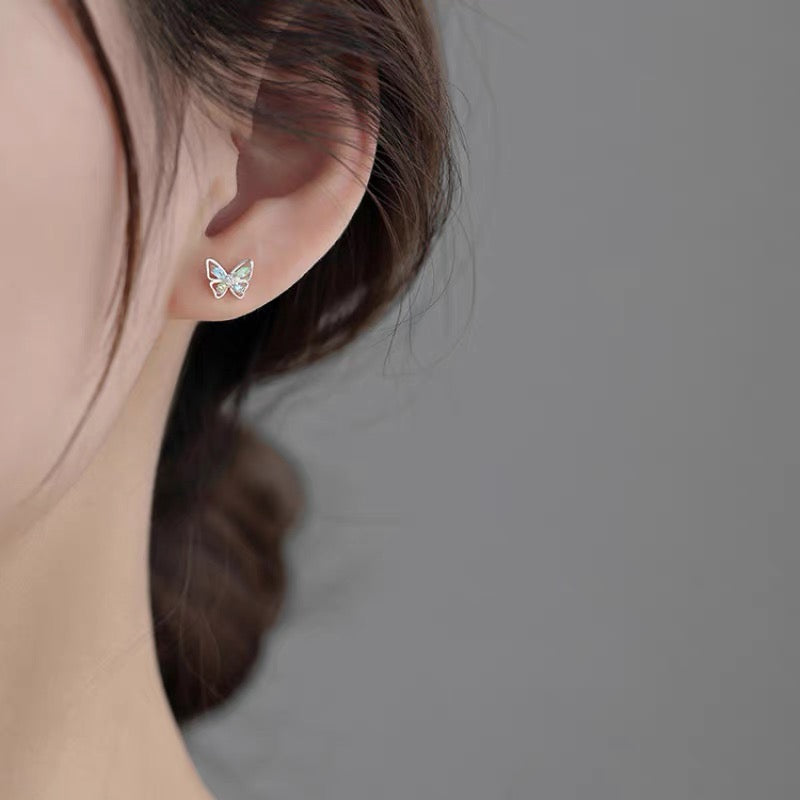 Butterfly Gem Ear Studs | 925 Silver