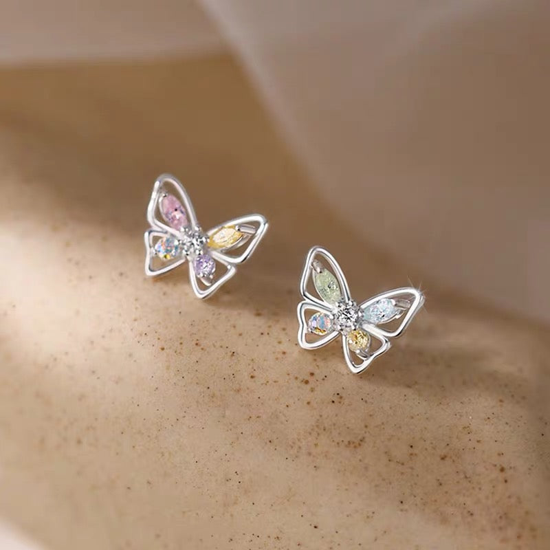 Butterfly Gem Ear Studs | 925 Silver