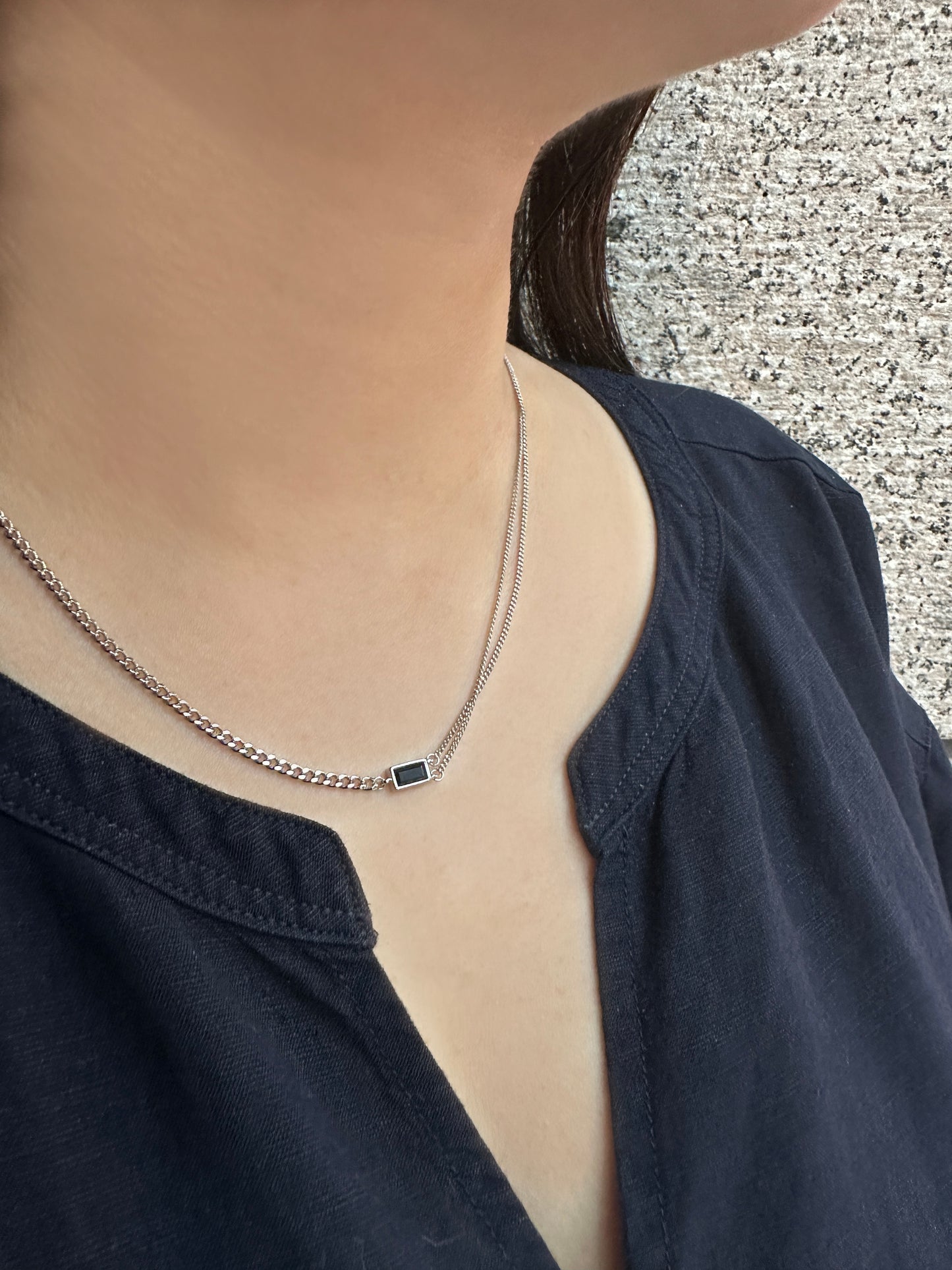 Onyx Multi Chain Choker Necklace | 925 Silver