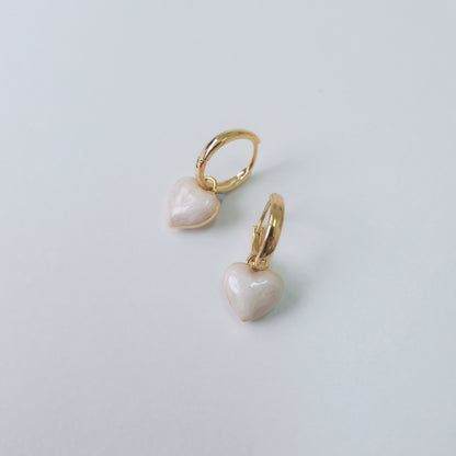 Marble Heart Ear Huggies