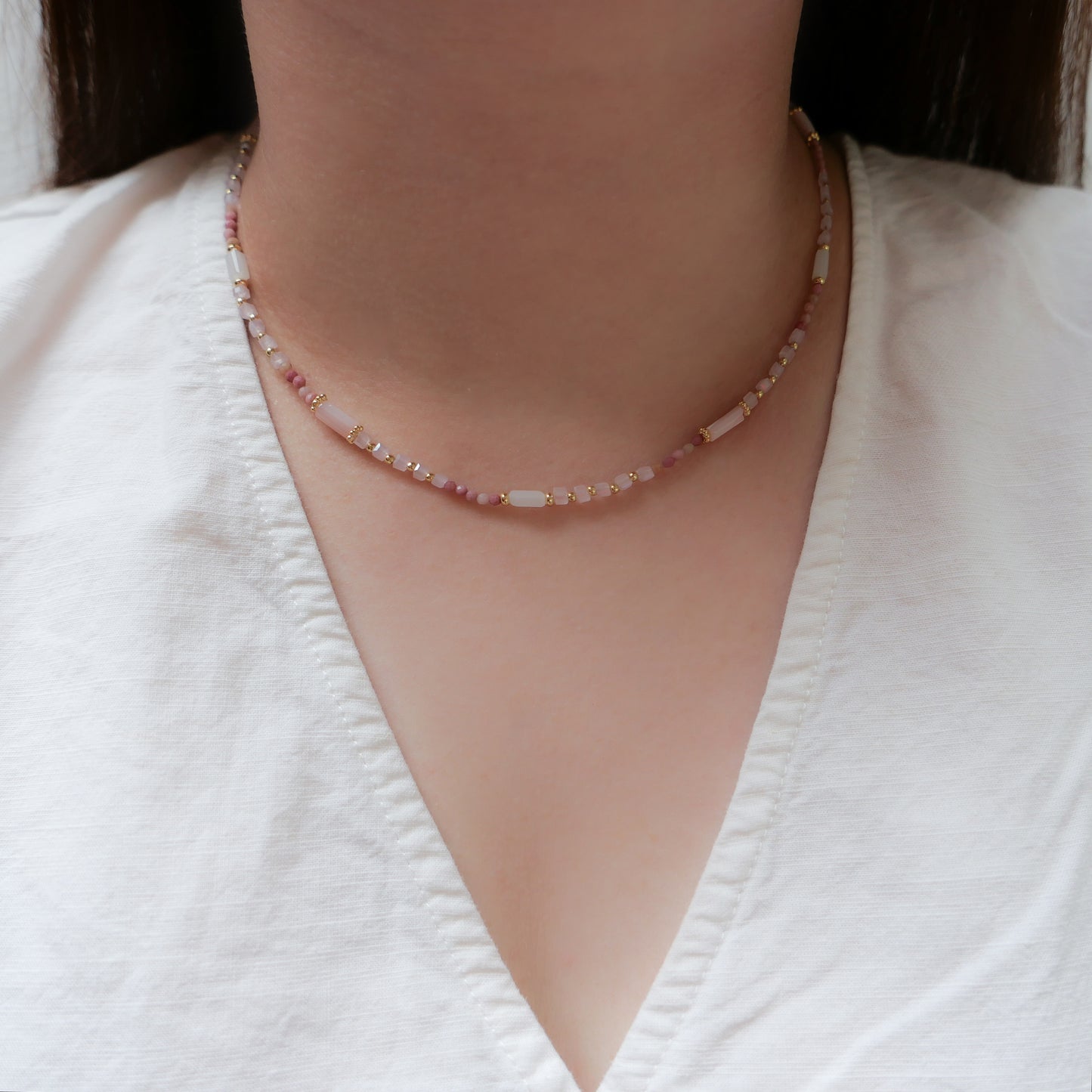 Pink Dreams Crystal Beaded Necklace