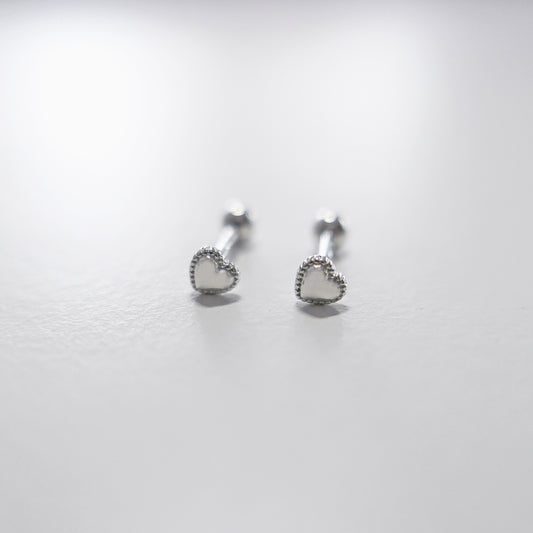 Braided Heart Screw Back Ear Studs (Silver / Rose Gold)