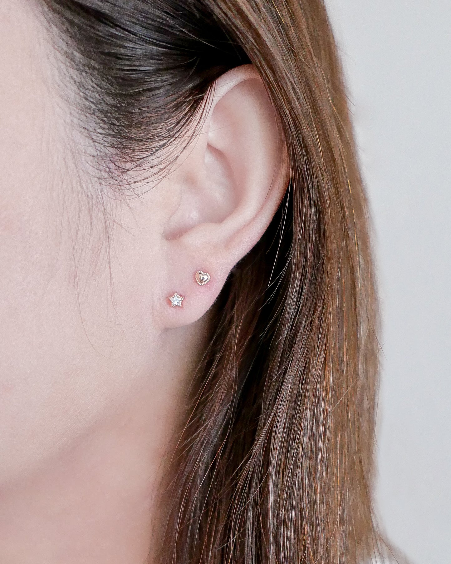 Braided Heart Screw Back Ear Studs (Silver / Rose Gold)