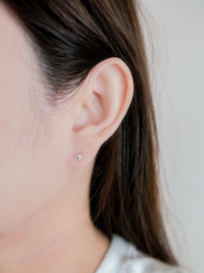 Braided Heart Screw Back Ear Studs (Silver / Rose Gold)