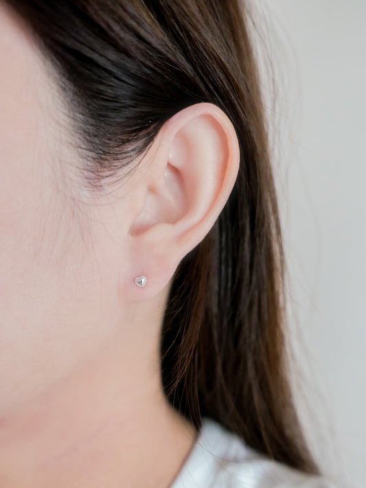 Braided Heart Screw Back Ear Studs (Silver)
