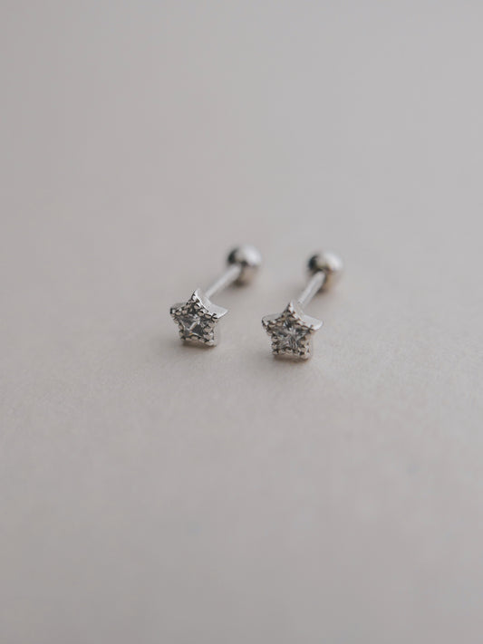 Starr Screw Back Ear Studs (Silver)