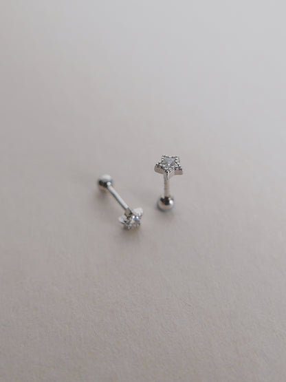 Starr Screw Back Ear Studs (Silver)