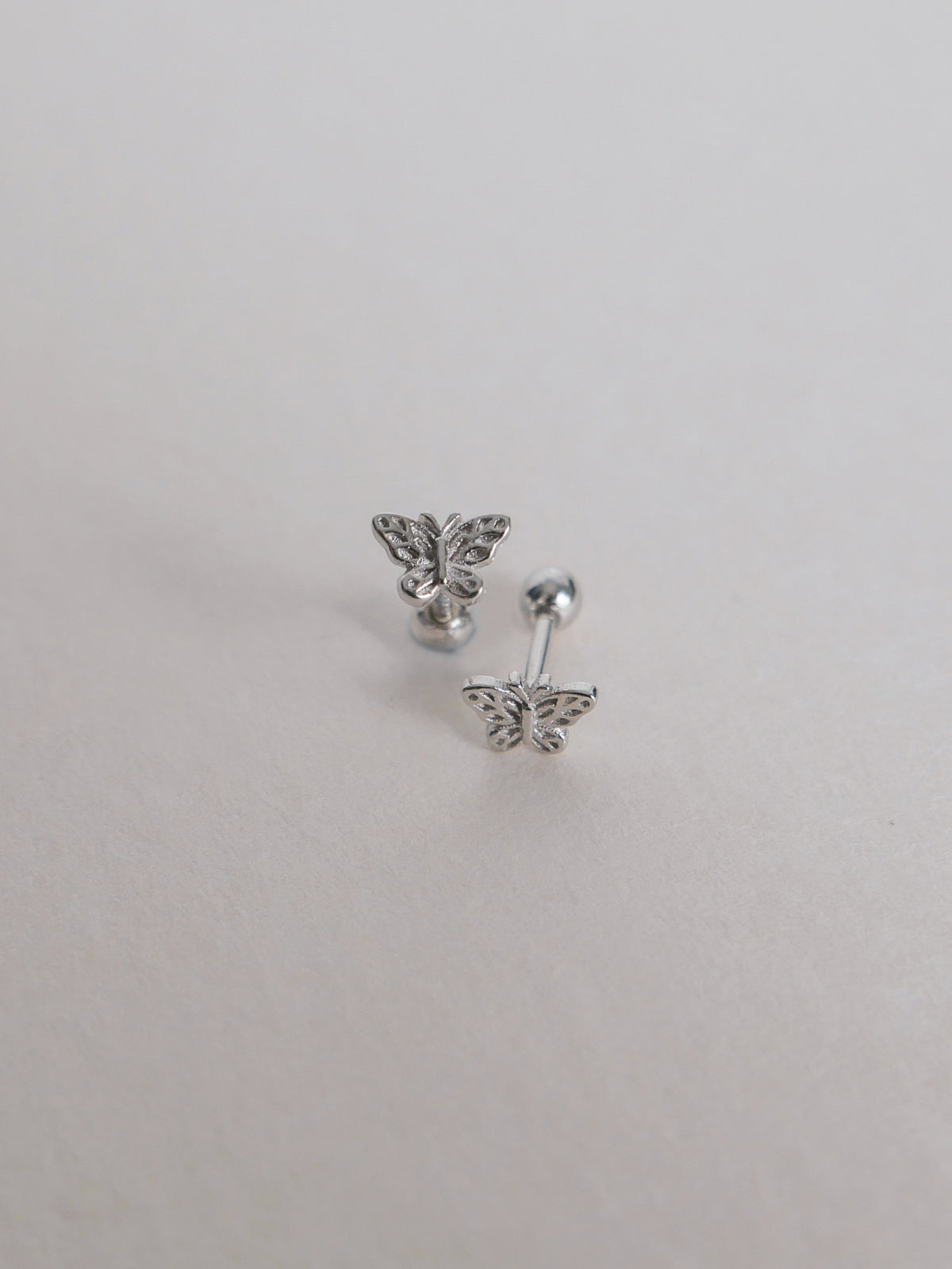 Butterfly Screw Back Ear Studs (Silver)