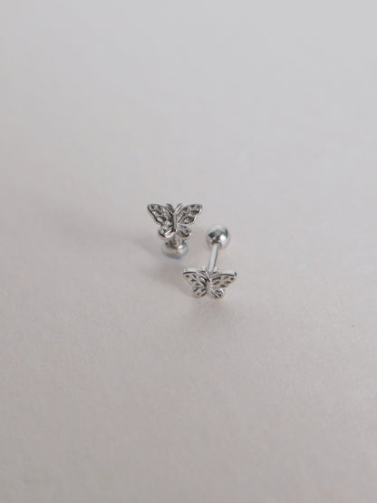 Butterfly Screw Back Ear Studs (Silver)