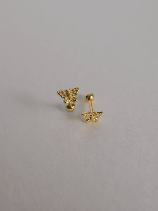 Butterfly Screw Back Ear Studs (Gold)