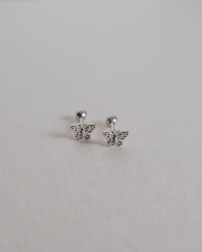 Butterfly Screw Back Ear Studs (Silver)