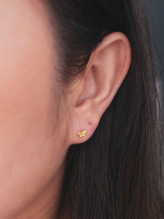 Butterfly Screw Back Ear Studs (Gold)